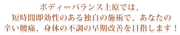 ボディーバランス上原のこだわり